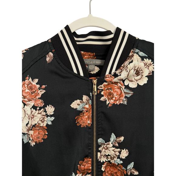 American Eagle Women's M Boho Satin Floral Zip Front Bomber Jacket Retro Italy - Picture 3 of 11